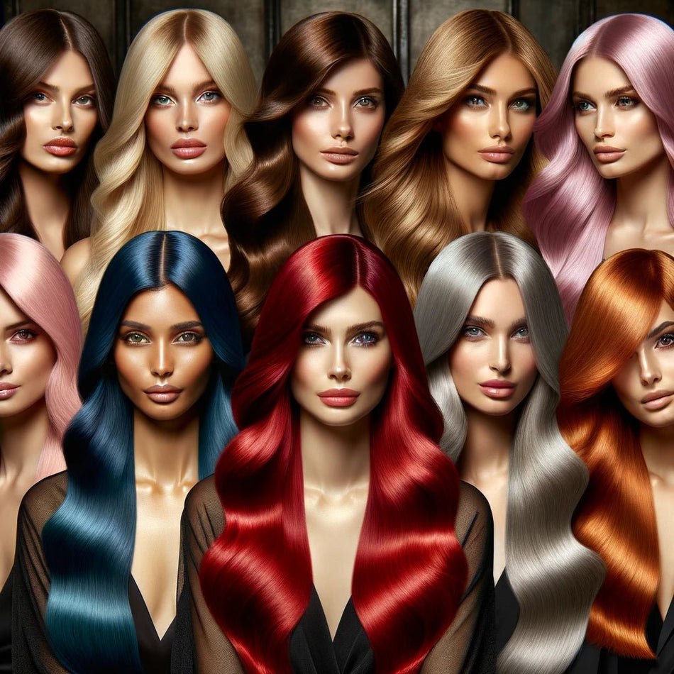 A spectrum of expertly colored hair: blonde, brunette, red, silver, copper and fashion tones